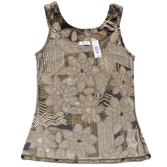 Liz & Co. Petite size PS floral tank top scoop neck polyester - Picture 4 of 6